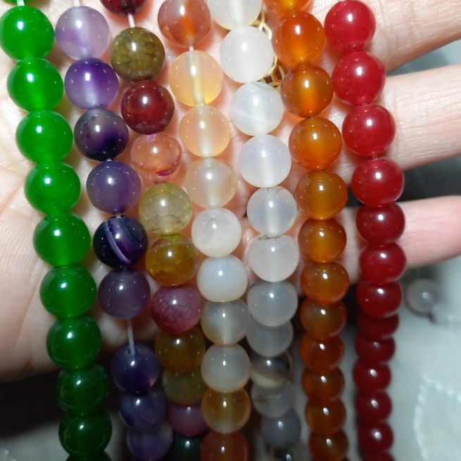 2 viên đá thiên nhiên nhiều màu size 8mm