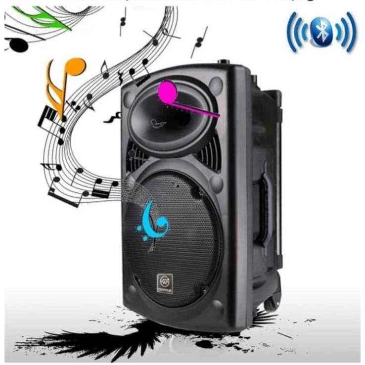 Loa Kéo Tay Karaoke Bass 30Cm. Kết Nối BLUETOOTH, USB , Thẻ Nhớ SD, AV.. Tặng 2 Micro Không Dây