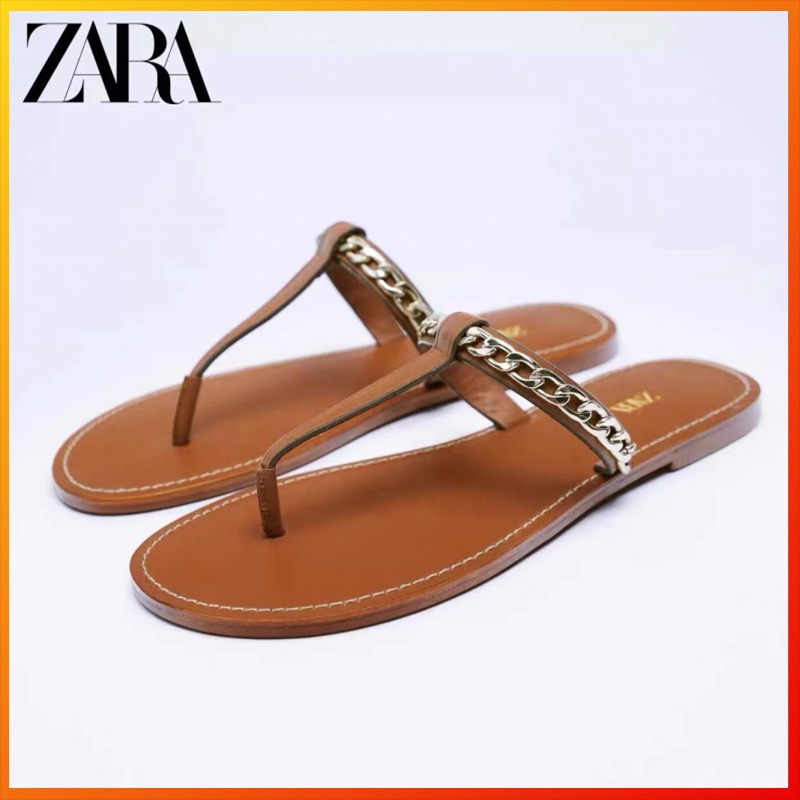 Hàng Mới Về Giày Sandal Zara Đế Bằng Phối Dây Xích Thời Trang Xuân Hè Dành Cho Nữ