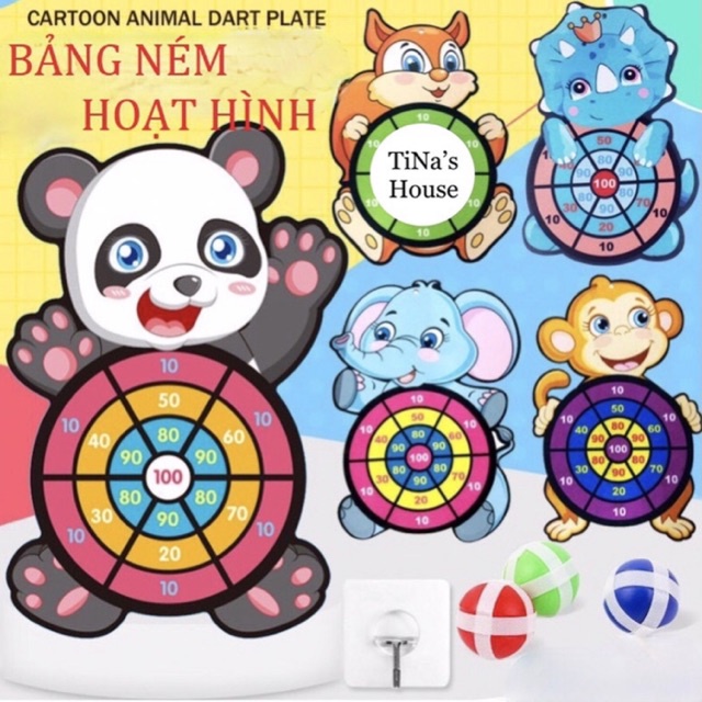 Đồ Chơi Bảng Phi Tiêu Ném Bóng Dính Cho Bé, Bộ Cung Bắn Bóng Gai Tính Điểm Hình Thú Cho Trẻ Em Và Trẻ Nhỏ.