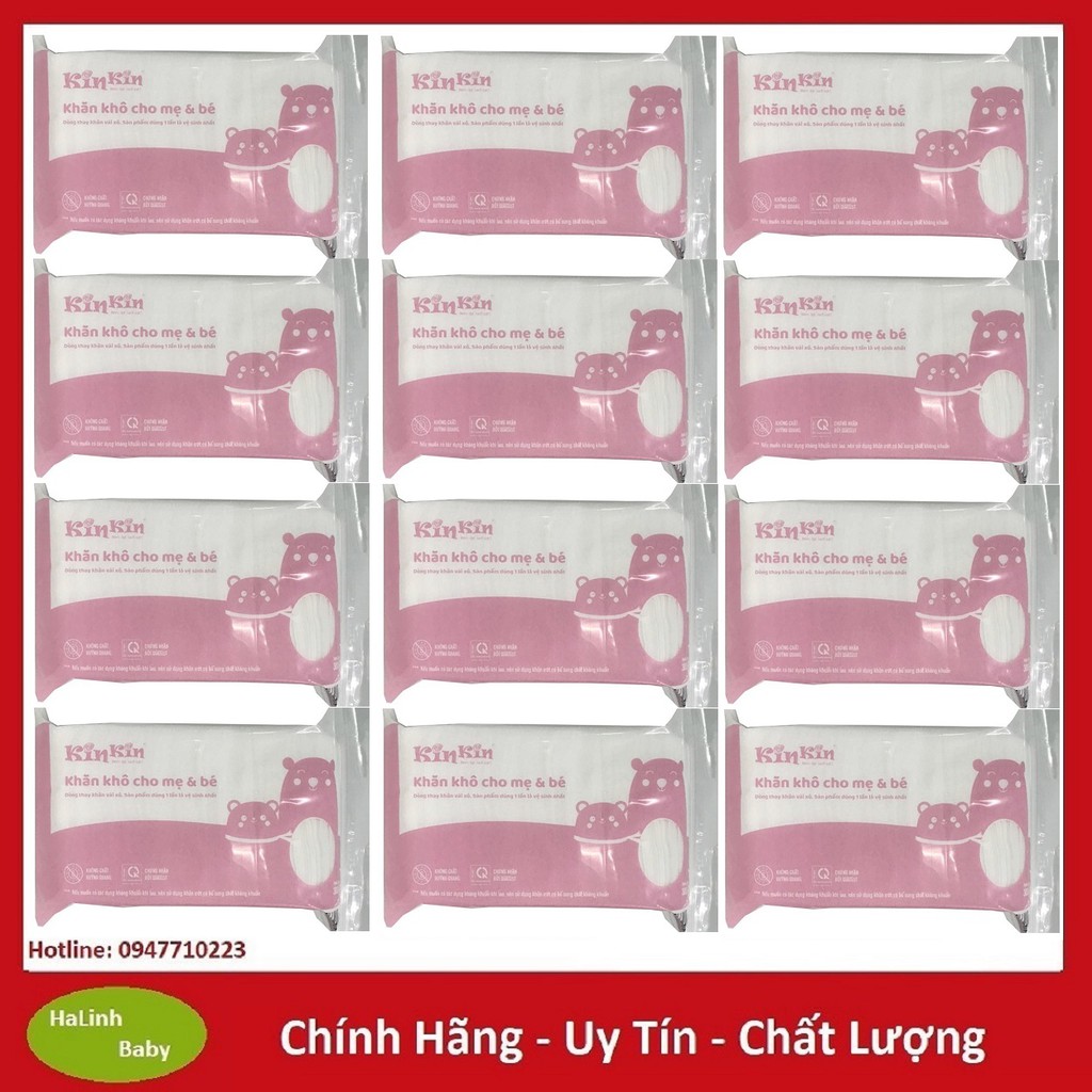 Combo 12 gói khăn khô đa năng Kinkin Kin kin (300g/300 tờ)