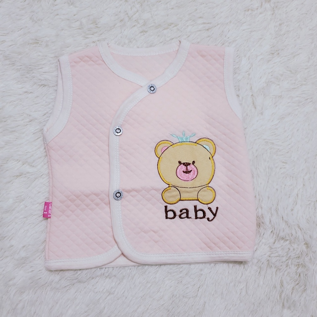 Áo gile nỉ xốp trần bông cài lệch sơ sinh cho bé trai/ bé gái (5-13kg)