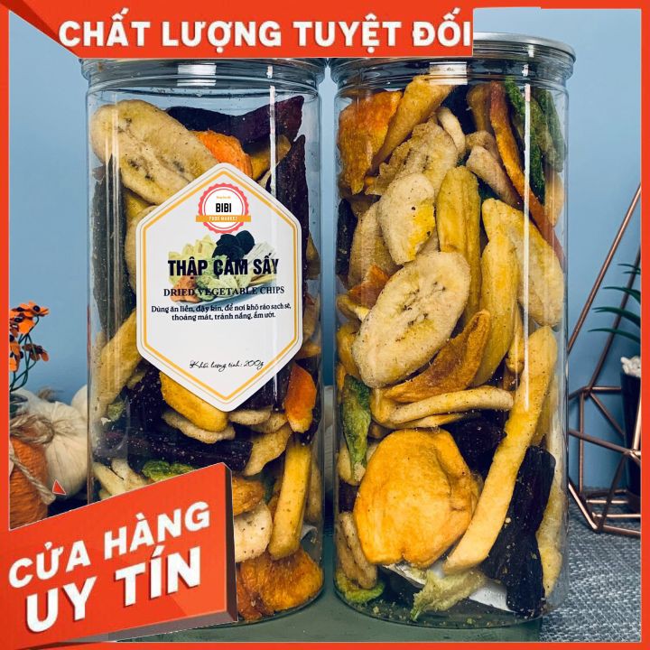 ♥️FREESHIP♥️ 300g Trái Cây Sấy Khô Thập Cẩm- Hoa Quả Sấy Khoai Môn Vàng Tím, Cà Rốt. Khổ Qua, Mít, Chuối