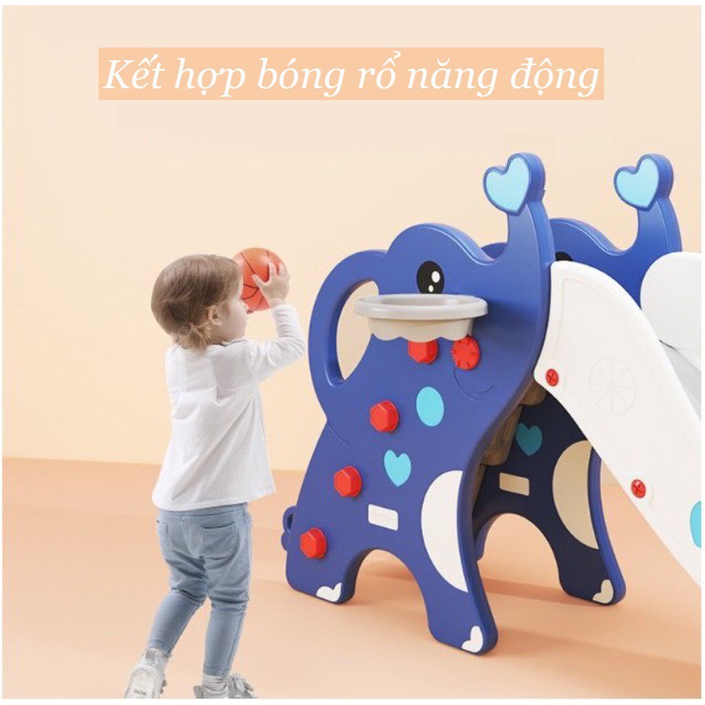 Cầu trượt - bóng rổ voi con Dumbo size lớn khủng 1m9 cho bé màu Hồng - Xanh dương - Xanh lá