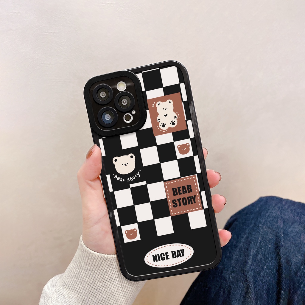 Ốp lưng iphone Bear Story bóng cạnh vuông 6/6plus/6s/6splus/7/7plus/8/8plus/x/xs/11/12/13/14/pro/max/promax/plus