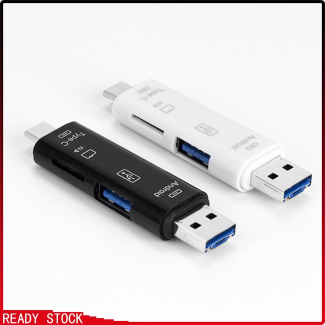 5 in 1 USB 2.0 Type C / USB / Micro USB SD TF Memory Card Reader OTG Adapter