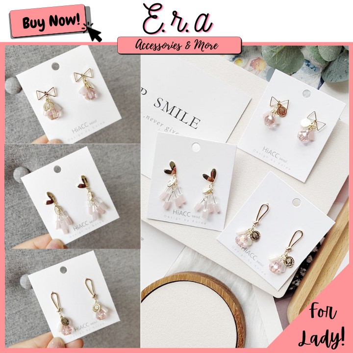 Bông Tai Nữ Hợp Kim Cao Cấp ERASHOP 073789 - Đá Hồng Tiểu Thư, Xinh Xắn Phù Hợp Đi Tiệc, Đi Chơi, Siêu Rẻ Đẹp