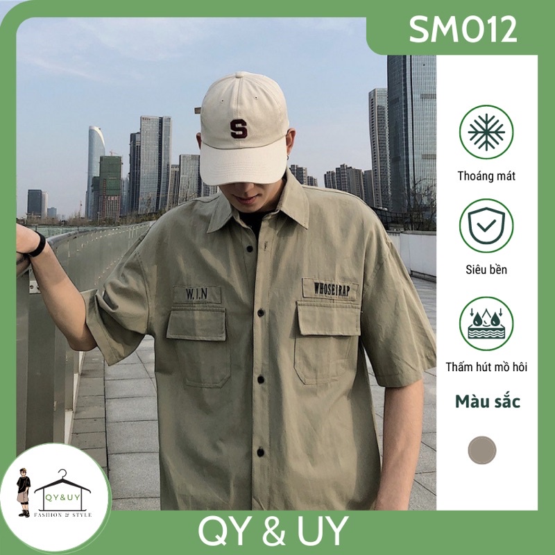 Áo sơ mi unisex xanh quân đội SM012