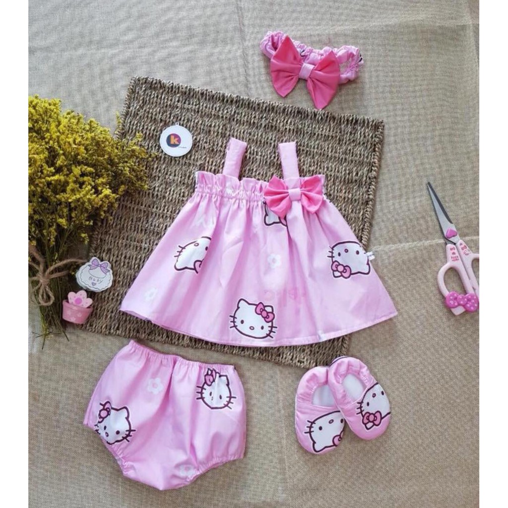 [MUA 1 TẶNG 3] set ĐẦM THIẾT KẾ mèo Kitty cho bé, chất vải cotton lụa siêu mềm - mịn - HÀNG ĐỘC QUYỀN đẹp lạ - giá tốt