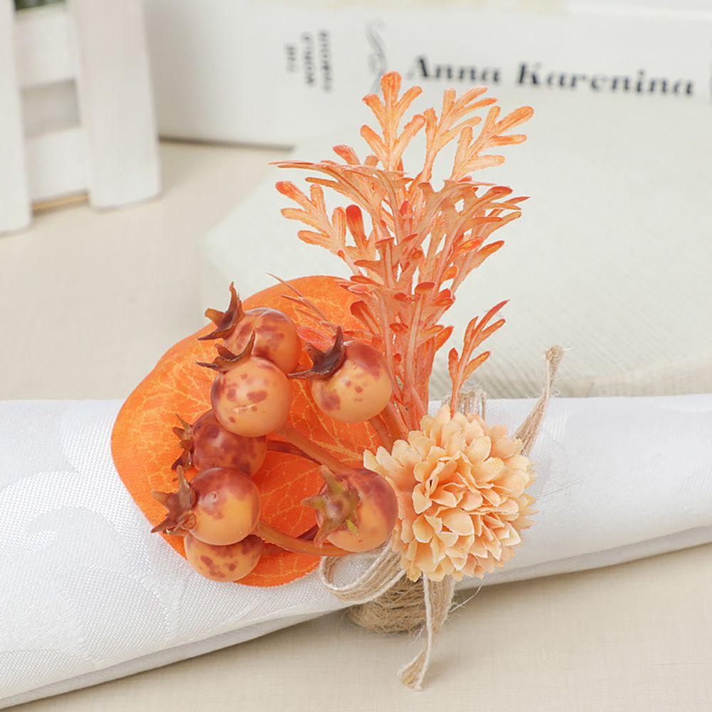 KRNY Set 2 Vòng Nhẫn Quấn Khăn Ăn Hình Lá Phong Trang Trí Lễ Tạ Ơn Ngày Halloween