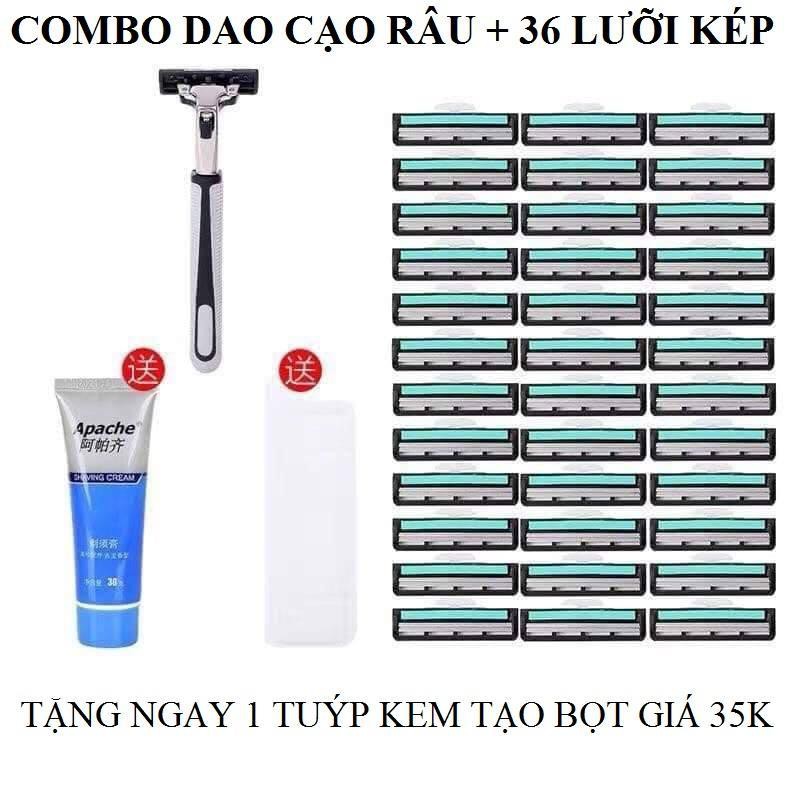 Bộ Dao Cạo Râu (1 Cán Cạo + 36 Lưỡi Kép + Kem Cạo Râu)