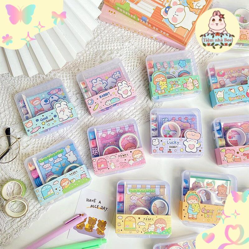 Sticker hộp kèm note washi xinh xắn trang trí sổ nhật ký │3 in 1│Sticker, note washi │Xem thêm ở phầ