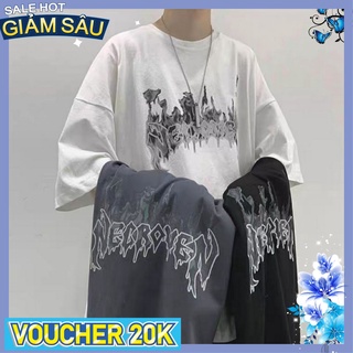Áo thun tay lỡ nam nữ unisex form rộng oversize cotton dáng xuông