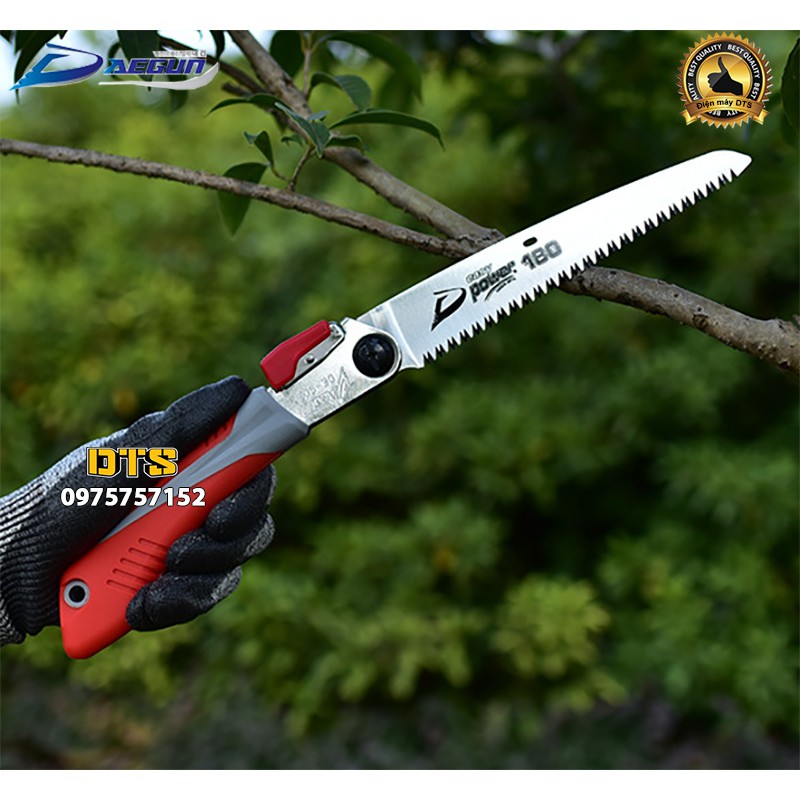 Cưa gỗ cầm tay DAEGUN, cưa cành cán xếp 180mm, cưa gấp gọn thép cao cấp Made in Korea