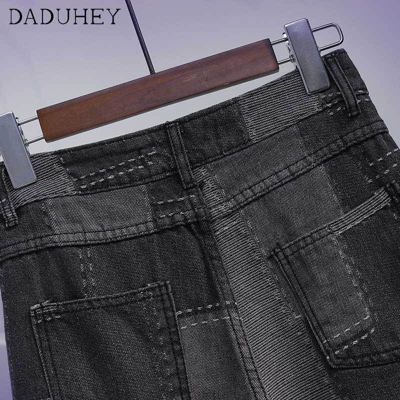 Daduhey Quần jeans nữ lưng cao ống đứng thời trang 2021