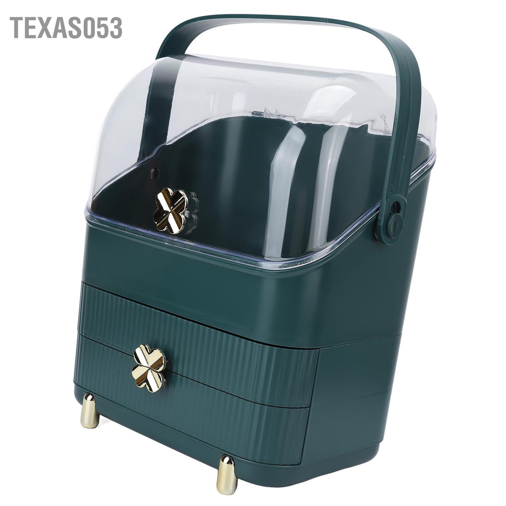 Texas053 Skincare Organizer Chống thấm nước bụi Dung tích lớn Nắp gập dọc Hộp lưu trữ mỹ phẩm màu xanh lá cây cho gia đình