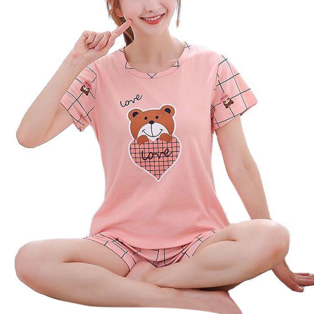 Bộ Đồ Ngủ Tay Ngắn In Họa Tiết Hoạt Hình Xinh Xắn Nhiều Kiểu Tùy Chọn Dành Cho Bạn Nữ
