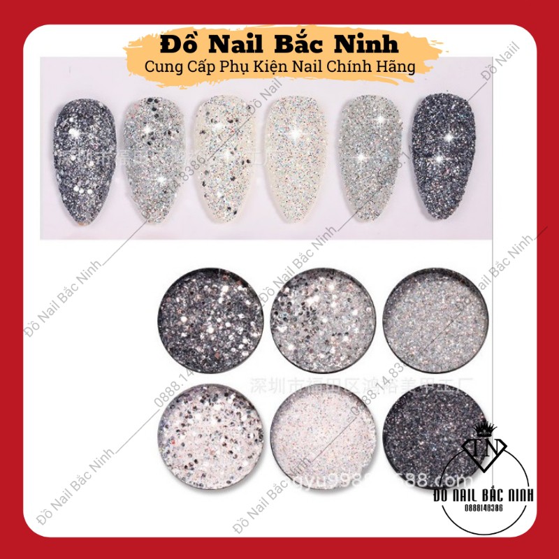Nhũ Rắc Móng , Nhũ Rắc Nail Màu Bạc Siêu Sáng