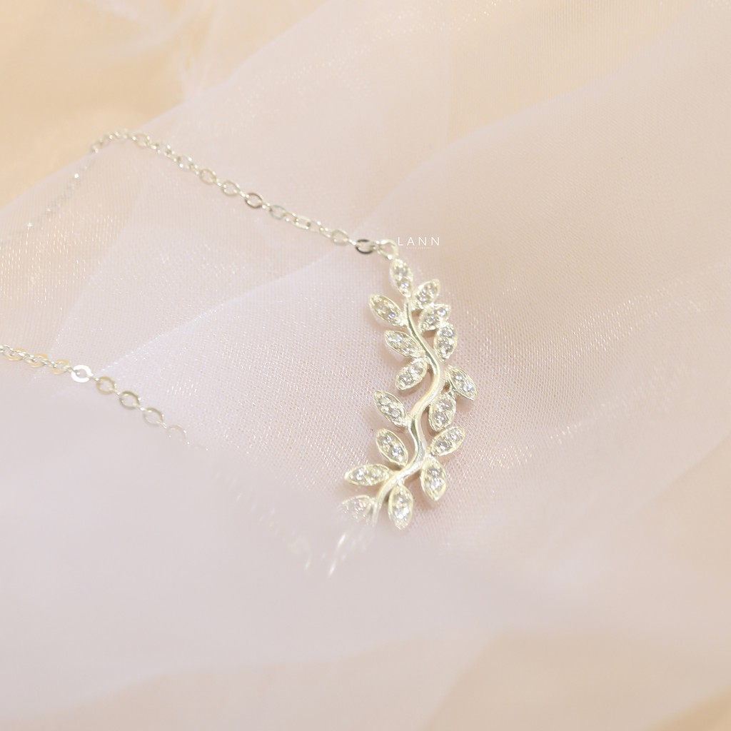Vòng cổ Nhành lá Olive Kín đá BẠC S925 LANN N056