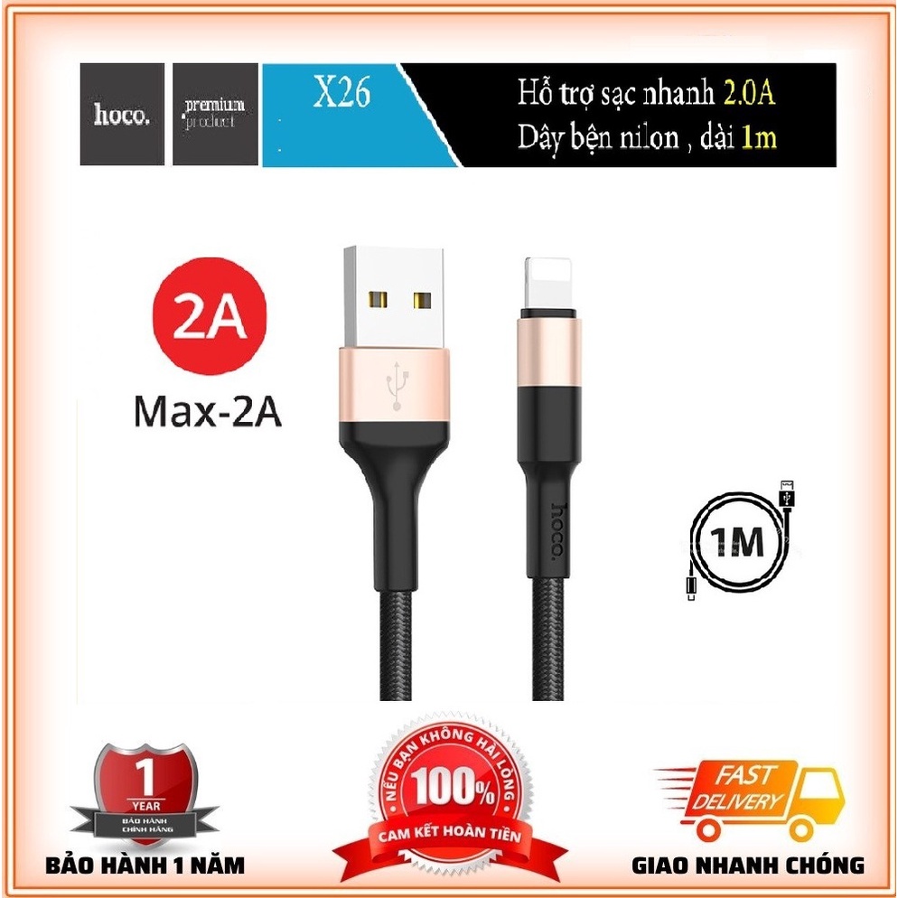 Dây Sạc IP💎Chống Đứt + Truyền Dữ Liệu💎Cáp Sạc Hoco X26-BH 12 Tháng
