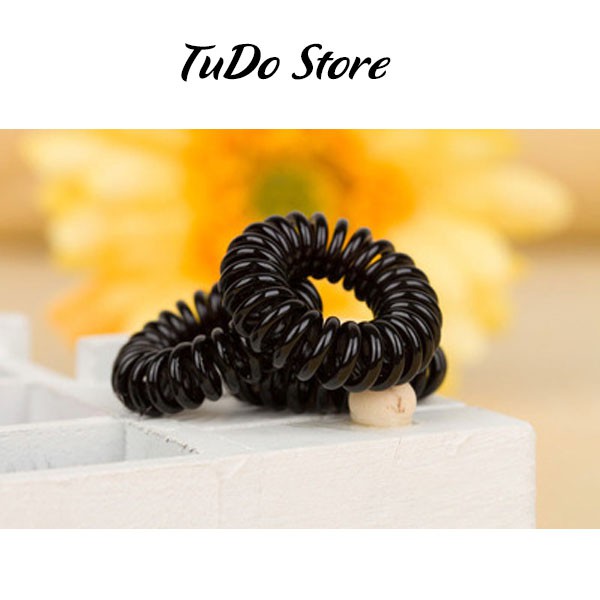 Dây buộc tóc lò xo màu đen P04