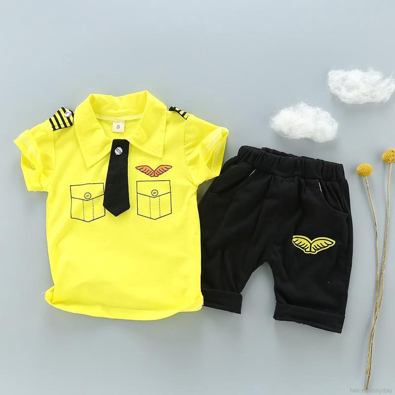 Set áo thun phối cà vạt + quần short cho bé trai