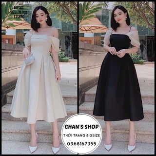 Bigsize 60-90kg đầm trễ vai kết cườm