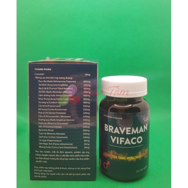 Viên uống tăng cường sinh lý phái mạnh BRAVEMAN VIFACO H30V