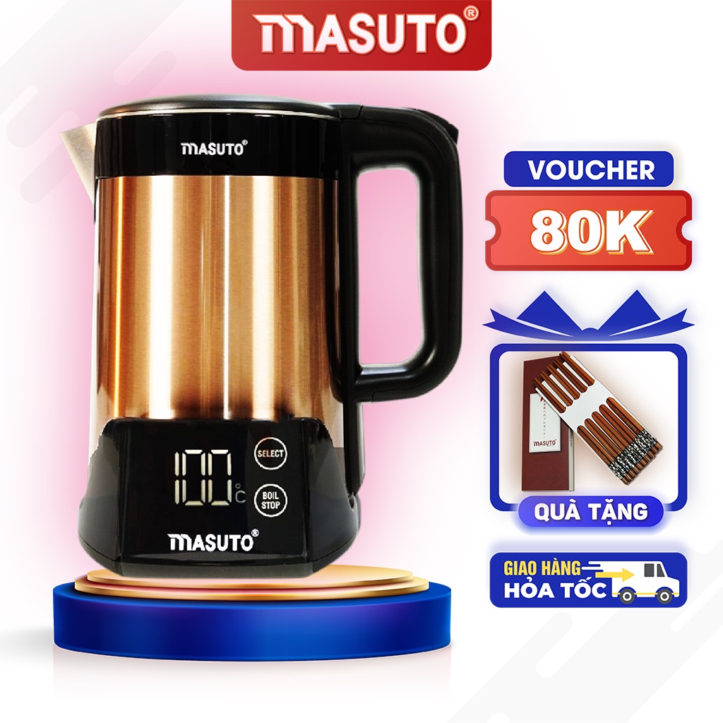 Ấm siêu tốc thông minh 2 lớp Masuto chống bỏng công nghệ Nhật Bản TẶNG ĐŨA XUẤT NHẬT