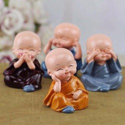 Bộ Tượng Chú Tiểu Tứ Không - Phật Phong Thủy 4 Tư Thế - Trang Trí Xe Hơi
