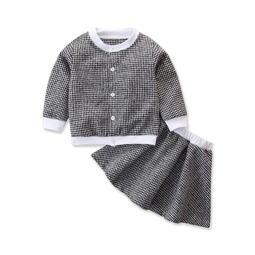 ☞❀❤♕GOA1-6Y Infant Kids Baby Girl Clothes Sets Formal Party Birthday Winter Outfits Plaid Coat Tops+A Line Skirts Gifts