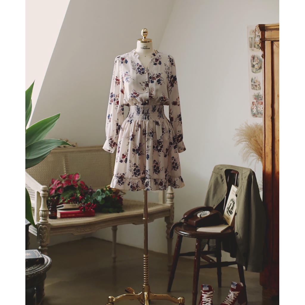 S-XXL Women's Korean Sweet Temperament Printed Collar Ruffle Dress | BigBuy360 - bigbuy360.vn