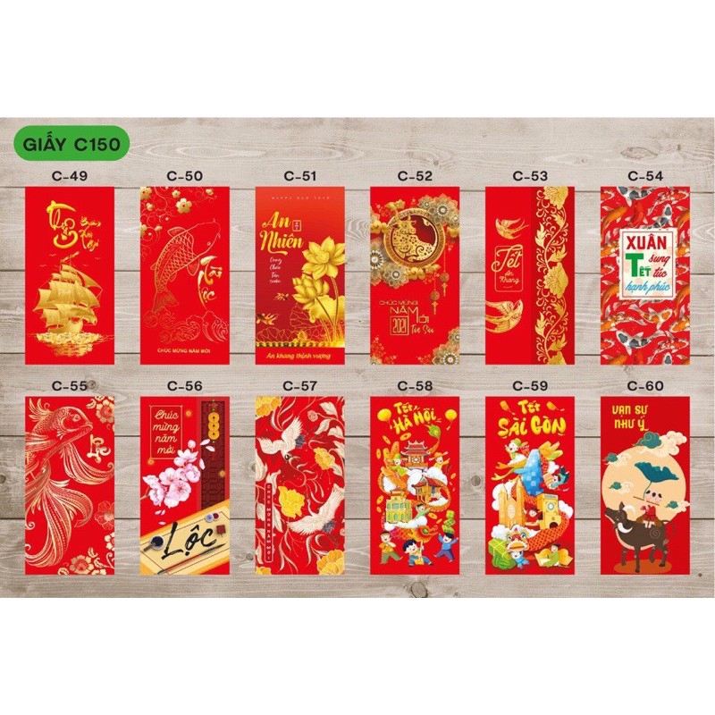 Combo 100 Bao lì Xì Tết QUÝ MÃO 2023 - Nhiều mẫu