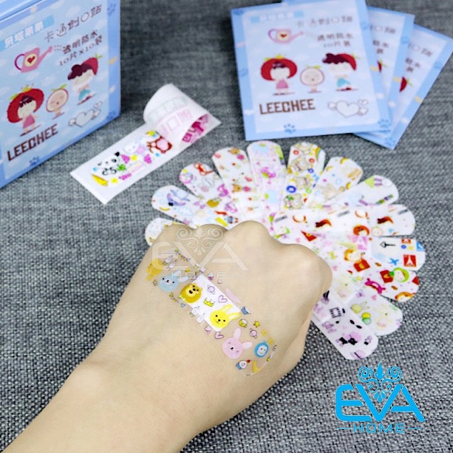 Hộp 100 Miếng 10 Set Băng Keo Cá Nhân Hoạt Hình Cute Bandages Trong Suốt