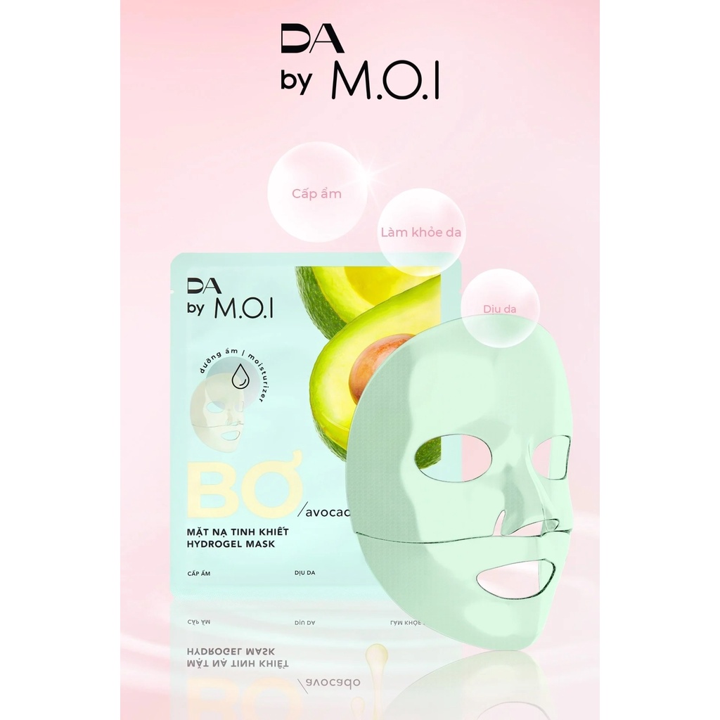 Set 3 miếng Mặt Nạ Bơ Tinh Khiết Hydrogel DA BY M.O.I - Mặt nạ bơ MOI Hồ Ngọc Hà giúp Dưỡng ẩm - Sáng da - Trẻ hoá