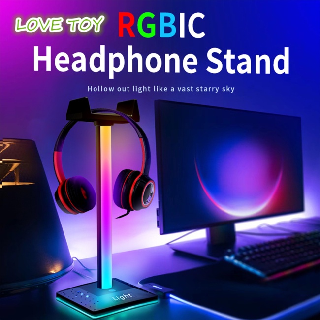 Giá Đỡ Tai Nghe Chụp Tai Có Đèn Led Nhám Giắc Cắm 3.5mm Dành Cho Game Thủ