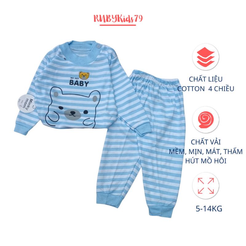 Đồ Bộ tay dài quần dài chất vải cotton cho bé từ 6-15kg rubykids79