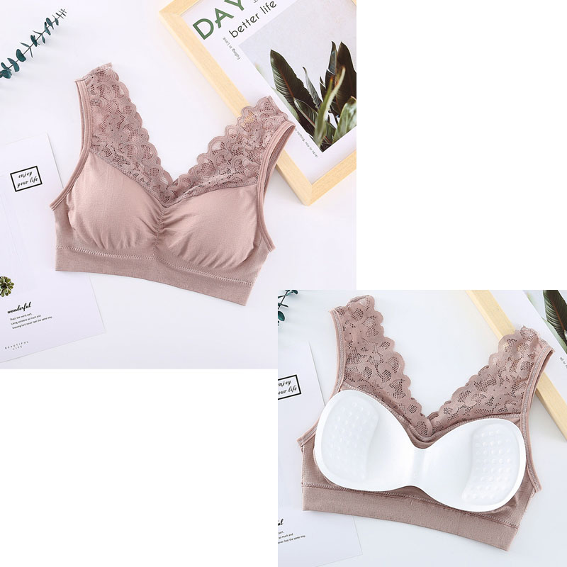 Ready Stock  40-90kg M/XL/XXL Plus size underwear lace breast wrap chest beauty back women bra lingerie