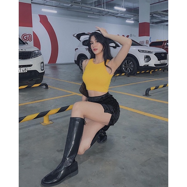 CAMI CROPTOP [𝐂𝐇𝐎𝐂𝐎𝐋𝐀𝐓𝐄 𝐦𝐢𝐱𝐱] Áo croptop ba lỗ thun gân