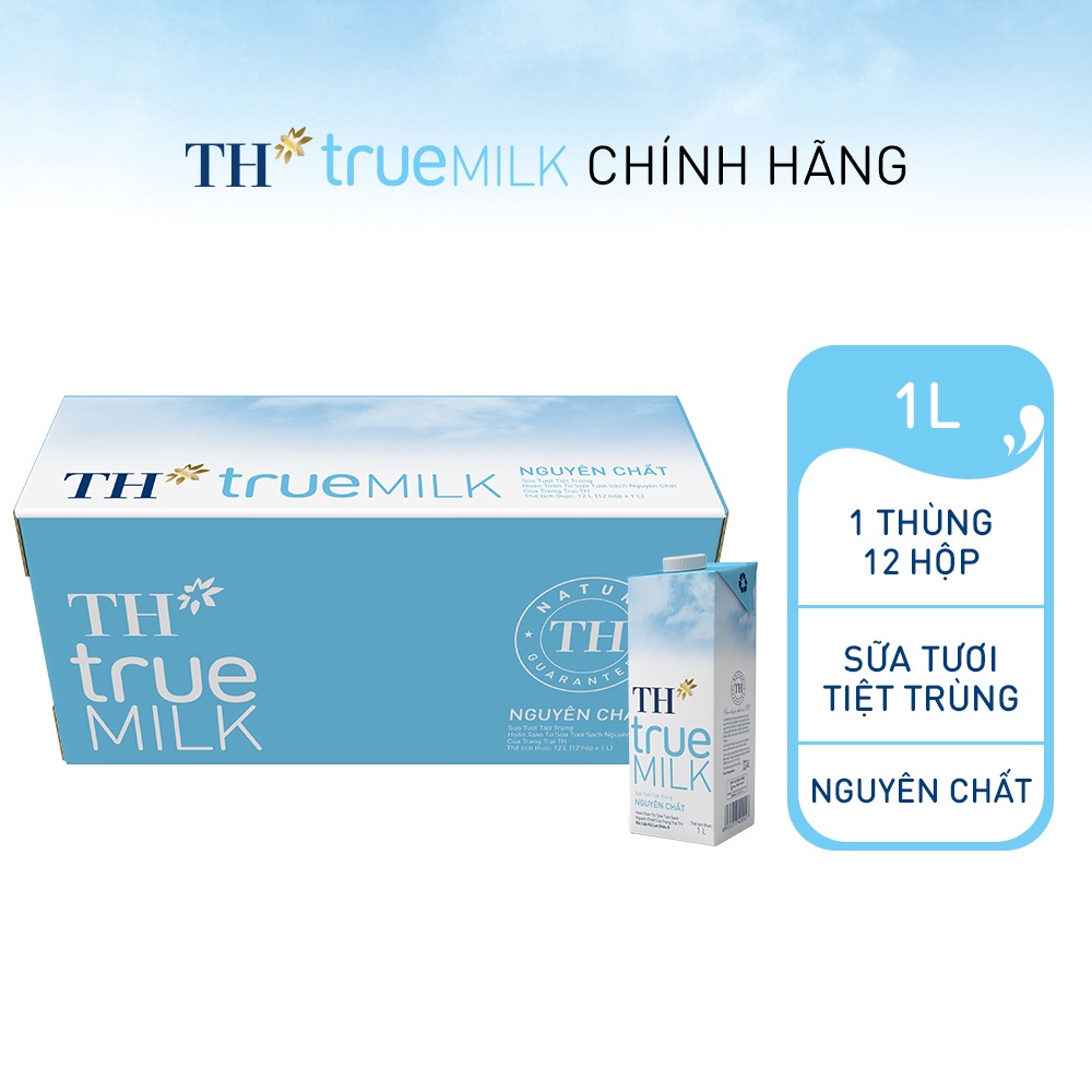 [HSD T8-2022] Thùng 12 Hộp Sữa Tươi TH True Milk Không Đường 1L