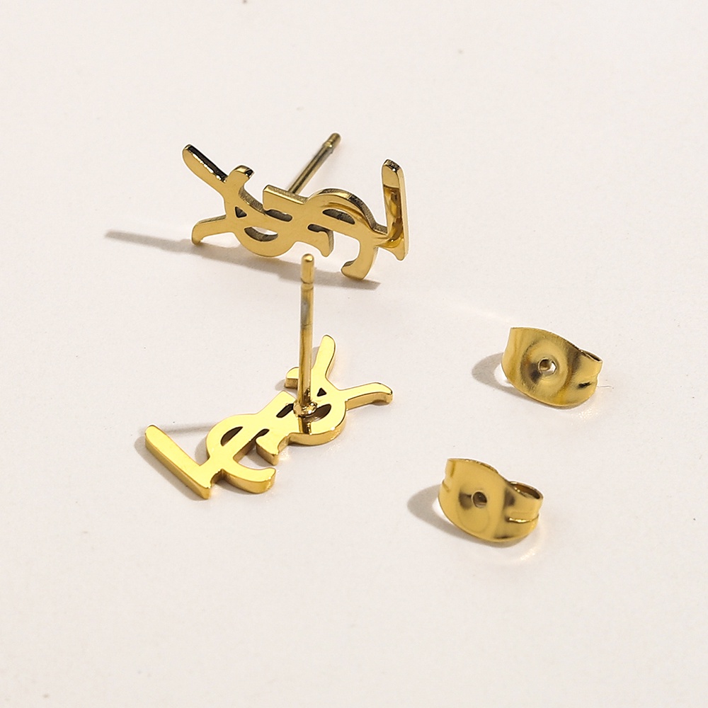 Khuyên Tai Tròn Khắc Chữ YSL Thời Trang Cho Nữ