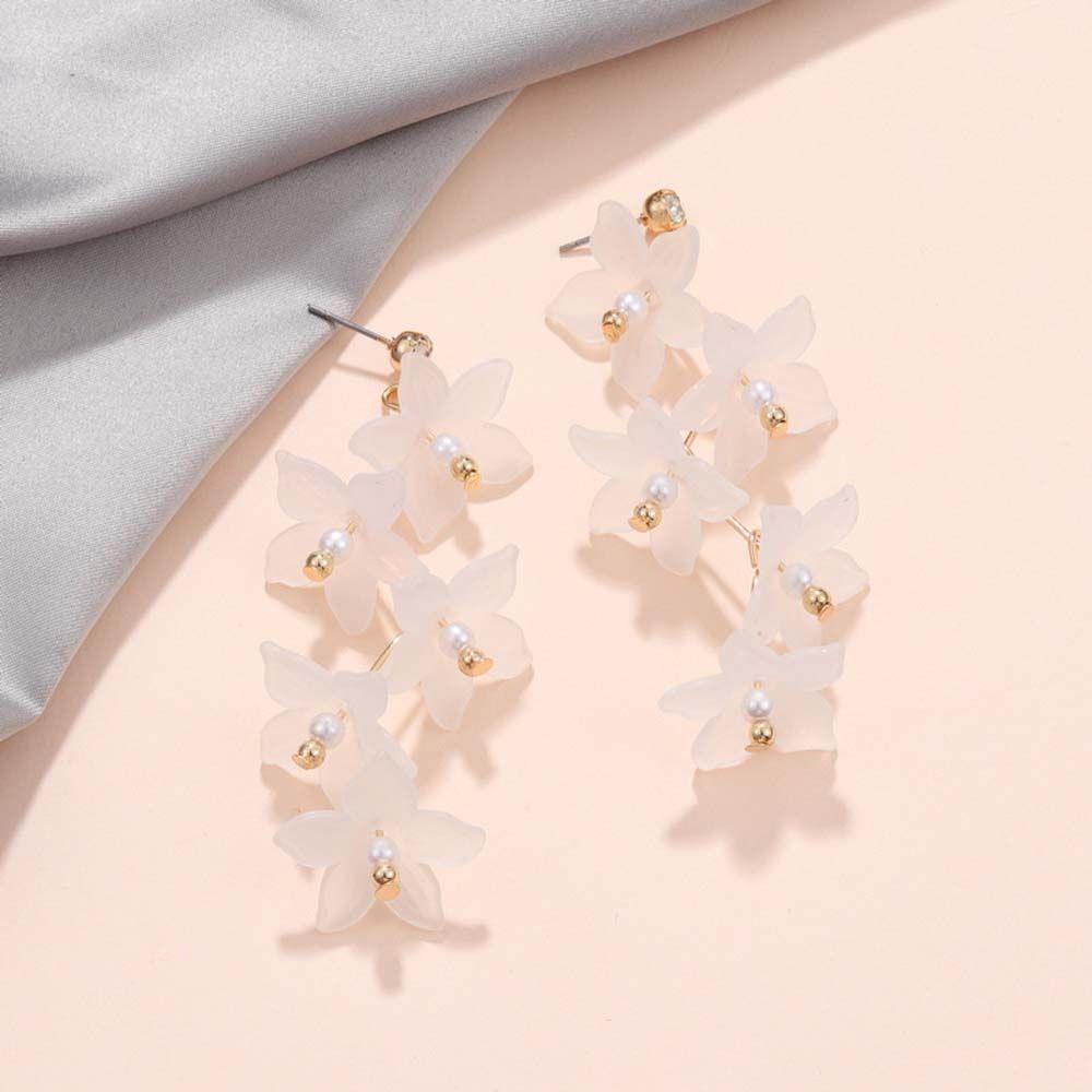 Bông Tai Dáng Dài Hình Hoa Bằng Acrylic Phong Cách Hàn Quốc Thời Trang Cho Nữ