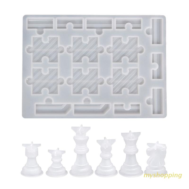 Bộ Khuôn Silicone Tạo Hình Bàn Cờ Vua 3D Chuyên Dụng Cho Trang Trí Resin Diy