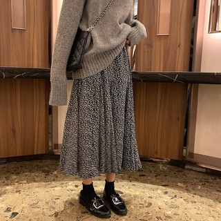 (ORDER) Chân váy midi hoa li ti xòe dài xếp ly vintage Hàn Quốc style retro ( HÀNG_MỚI )