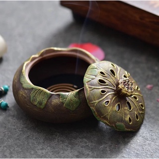 Lư xông trầm gốm hình hoa sen