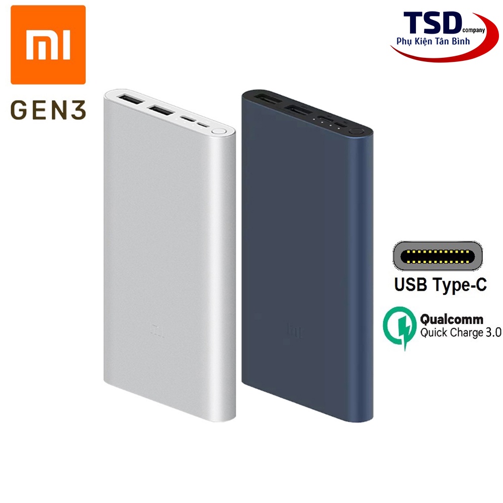 Pin dự phòng XIAOMI Sạc nhanh 18W 10000 mAh Gen 3 cho iPhone IP Samsung Oppo iPad Dung lượng cao chính hãng vỏ nhôm