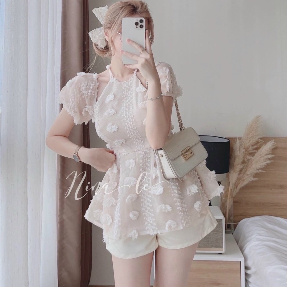 Sét bộ đi chơi tay ngắn cổ yếm hở lưng cho nàng dạo phố mùa hè