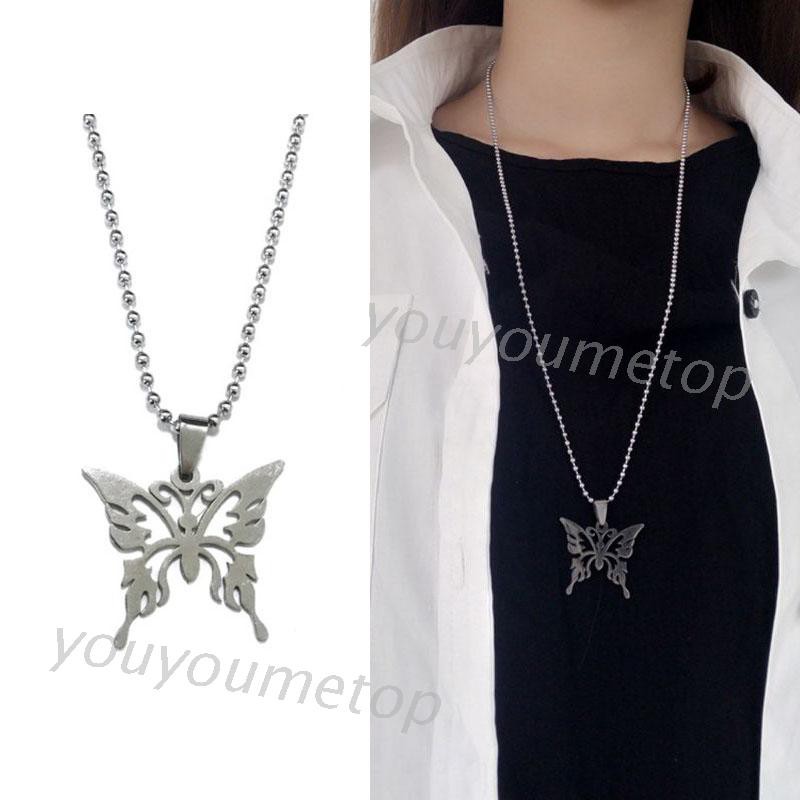 BUTTERFLY vòng cổ Thép Không Gỉ Mặt Hình Bướm Phong Cách Punk Rock