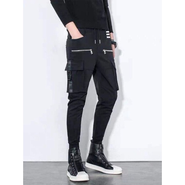(XẢ HÀNG TẾT) Quần Jogger kaki, túi hộp khóa kéo ✅ Form UNISEX nam nữ đều mang được, dưới 65kg