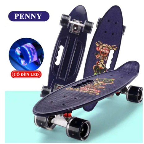 Ván Trượt Skateboard Penny 4 Bánh Đèn Led Có Tay Cầm Nhiều Màu Thỏa Mái Lựa Chọn